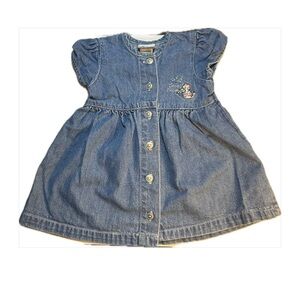 ✅VNTG Carter's Classic Denim Dress with Puff Sleeves and Crew Neck, 3-6M